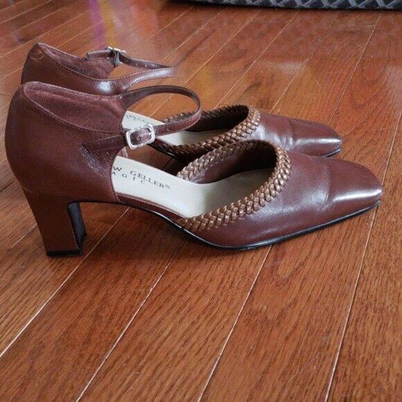 Andrew Geller Magic Heels Brown Ankle Strap Heels - Size 6 - Picture 3 of 8